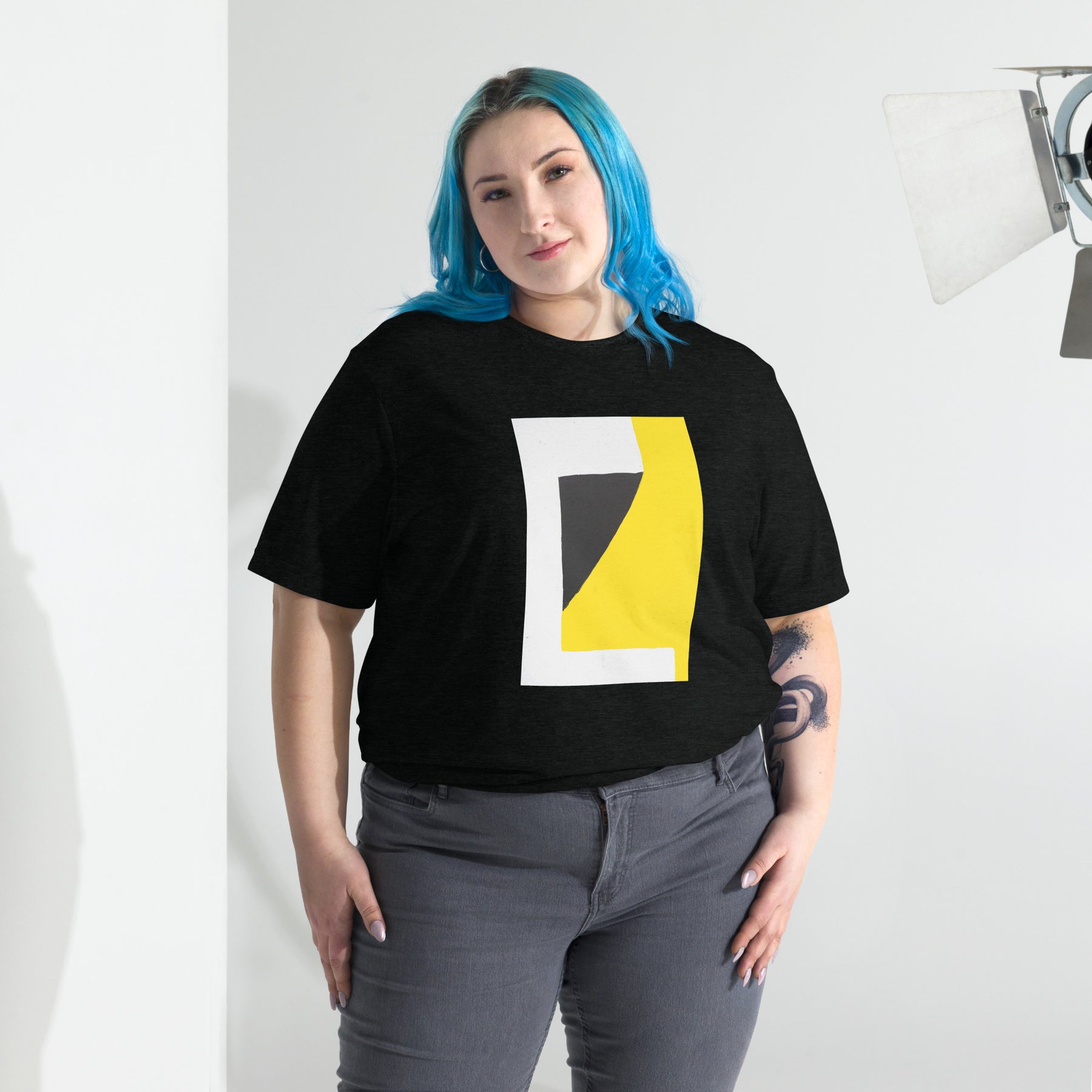 Abstract Art colours White, Black and Yellow | Unisex T-shirt